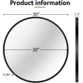 thumbnail image 4 of Scifil 30 Inch Black Round Mirror, Bathroom Vanity Wall Mirror, Modern Round Circle Wall Mirror with Metal Frame for Home Decor, Easy Hanging, 4 of 15