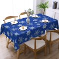 thumbnail image 5 of Christmas Snowflake Rectangle Tablecloth White Snowflakes Dark Blue Winter Table Cloth Dining Table Cover for Home Kitchen Restaurant Party Buffet Picnic 60 x 84 Inch, 5 of 7