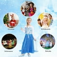 thumbnail image 5 of Jurebecia Snow Queen Costume for Girls Princess Birthday Party Blue Fancy Dresses up Christmas Halloween Cosplay Dress with Accessories 8(7-8Years), 5 of 16