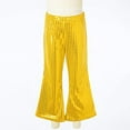 thumbnail image 2 of GiLiling Kids Girls Sparkly Sequins Dance Pants, Wide Leg Bell Bottom Flared Trousers for Hip Hop Jazz Disco (Gold, 11-12 Years), 2 of 7