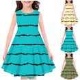 thumbnail image 2 of Zwiiyzr 4-14Y Little Girls Summer Dress Striped Sleeveless Swing Sundress Kids Casual Floral A-Line Dress Blue, 2 of 4