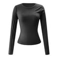 thumbnail image 4 of GJSYRH Womens Ribbed Long Sleeve T Shirts Crew Neck Fall Basic Tight Tops Fitted Casual Going Out Workout Cotton Fall Tops, 4 of 5