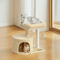 thumbnail image 5 of LEDREM Small Cat Tree Tower with Sisal Scratching Post, Plush Condo with Padded Perch & Cave, for Kittens, Small Spaces, Sand Beige, 5 of 6