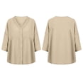 thumbnail image 7 of Stamzod Cardigan for Women Casual Cotton Linen Button Up Shirt Jacket Plus Size 3/4 Length Sleeve Womens Tops Khaki XXXL, 7 of 7
