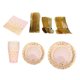 thumbnail image 3 of Platos de papel para fiesta, materiales de calidad alimentaria, fácil de usar, ahorra tiempo, elegante juego de vajilla desechable dorada para fiestas, 70 Uds., 3 of 8
