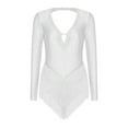 thumbnail image 2 of TiaoBug Women's Rhinestones Fringed Backless Bodyusit Latin Jazz Dance Leotard Tops Ivory S, 2 of 6