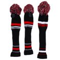 thumbnail image 1 of MasteelfCA 3 Pcs Couvre-Chef Tricoté Club Rayures Rouges et Blanches (Noir et Rouge), 1 of 7