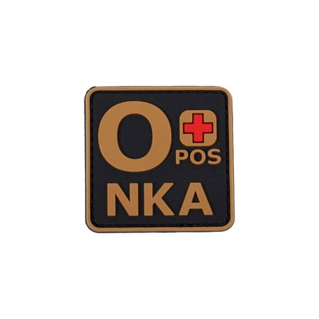 Blood Type POS NKA Medical PVC Patch, 3D Rubber, Noctilucent