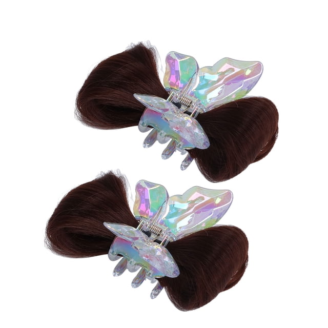 Hair Bun, Soft Hair Extension High Temperature Silk 2Pcs Easy Wearing Stylish for Daily Styling Dark Brown,Light Brown