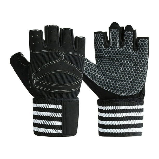 Fiudx Guantes de Medio Dedo, Diseño de Malla Transpirable, Protección Completa de La Palma, Muñeca Extendida Antideslizante, Amortiguación Cómoda, Equipo de Entrenamiento Deportivo, Entrenamientos En
