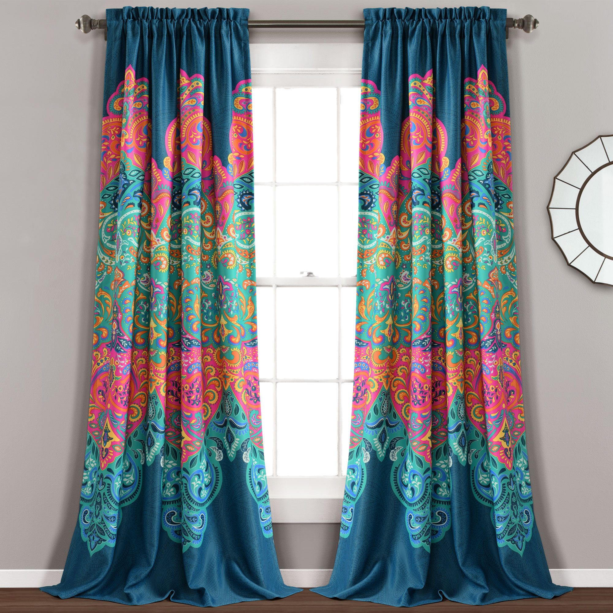 Lush Decor Boho Chic Room Darkening Window Curtain Panel Pair, 84" x 52
