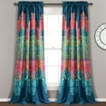 thumbnail image 1 of Lush Decor Boho Chic Room Darkening Window Curtain Panel Pair, 84" x 52" + 2" Header, Turquoise and Navy, Turquoise & Navy, 1 of 11