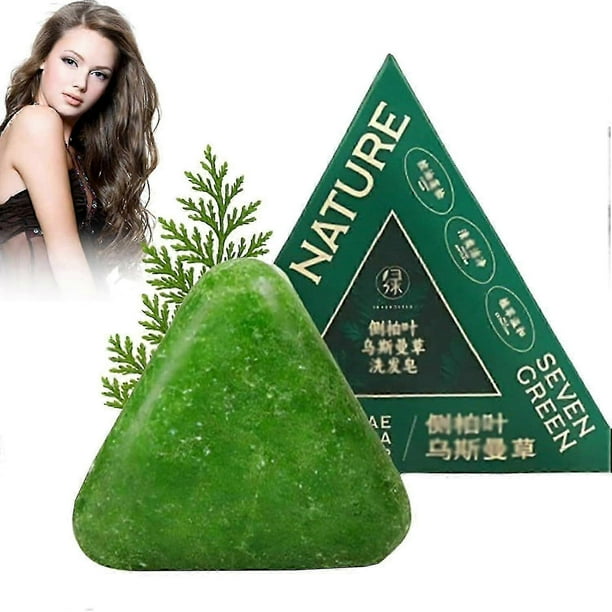 Nature Triangle Shampoo Bar, Nature Seven Green Soap Shampoo, Natural Usman Grass Shampoo Bar, Calming & Strengthens Hair for Women and Men
