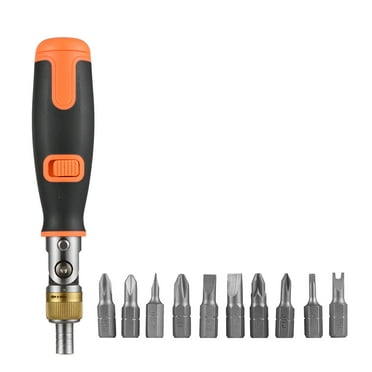 Tomshoo Two-way Ratchet Screwdriver 10-in-1 Multi-bit Ratchet Screw Drivers Set 6.23mm Adjustable Nut Driver Tool