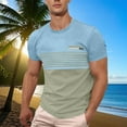 thumbnail image 2 of T Shirts for Men Striped Color Block Graphic Tees Casual Summer Tops Short Sleeve Crewneck Shirts, 2 of 6