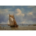 thumbnail image 2 of Petrus Paulus Schiedges 14x11 Black Ornate Wood Framed Double Matted Museum Art Print Titled: Shipping in a Light Breeze (1858), 2 of 5