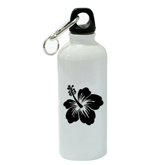 Hibiscus White Aluminum Sports 20 oz Water Bottle