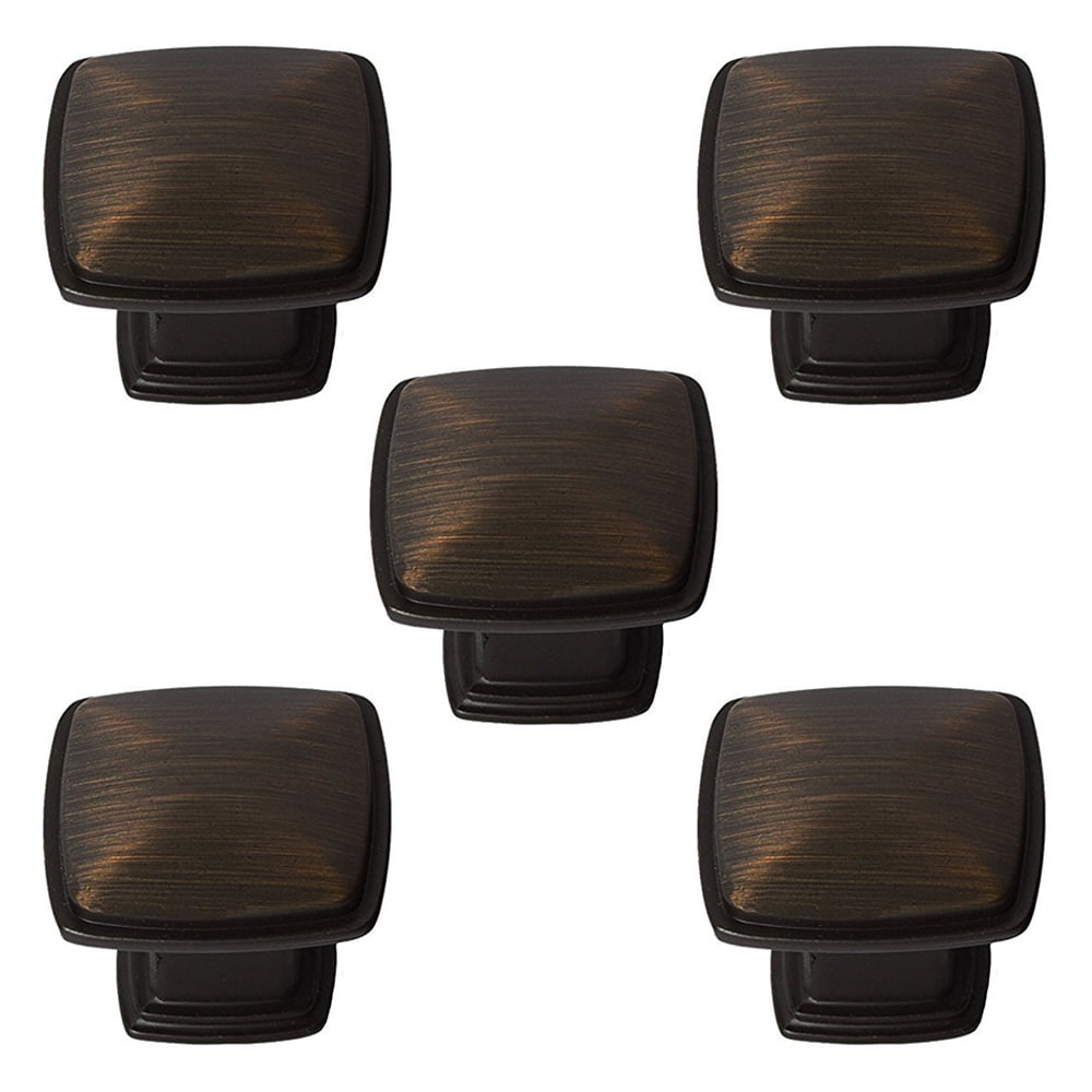 5 Pack of Square Kitchen Cabinet Hardware Knob, Oil Rubbed Bronze