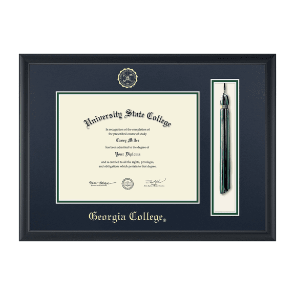 Framerly - Georgia Tassel Diploma Frame with Navy and Tartan Green Mat