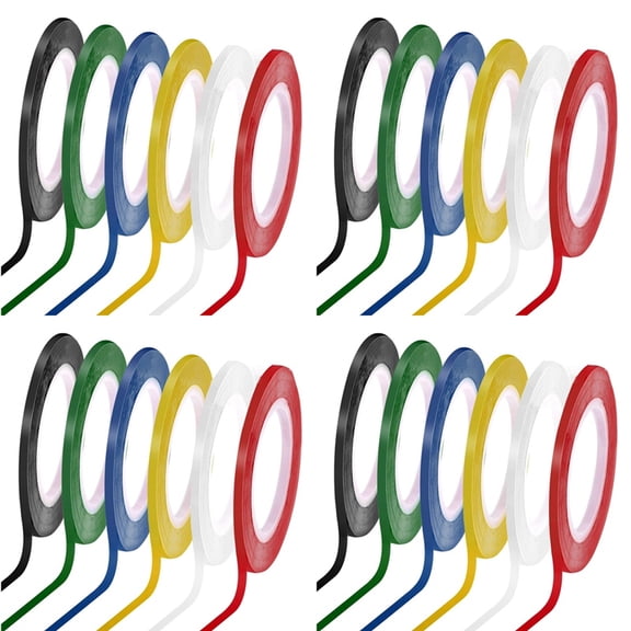 24 Rolls 1/8 Whiteboard Tape Thin White Board Tape Lines Pinstripe Dry Erase Art Tape Electrical Tape, 108 Feet Per Roll