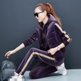 thumbnail image 4 of Ropa deportiva informal de terciopelo dorado para mujer, Jersey con capucha, chaleco grueso y cálido, conjuntos de tres piezas para Fitness al aire libre, invierno, 4 of 5