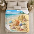 thumbnail image 4 of Colorful Seashells And Sandcastle On Tropical Shore, Soft Flannel Blanket with Detailed Tropical Illustration Print, Housewarming Gift and Home Decor for Bedroom and Living Room, 4 of 7