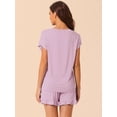 thumbnail image 4 of DARING DIVA Women's Lounge Pajamas Short Sleeve Tops with Shorts Pockets 3XL Pink, 4 of 7