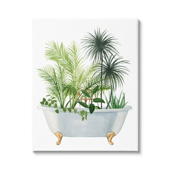 Stupell Industries Mixed Plant Leaves Antique Bathroom Tub Graphic Art Gallery Wrapped Canvas Print Wall Art, Design by Grace Popp