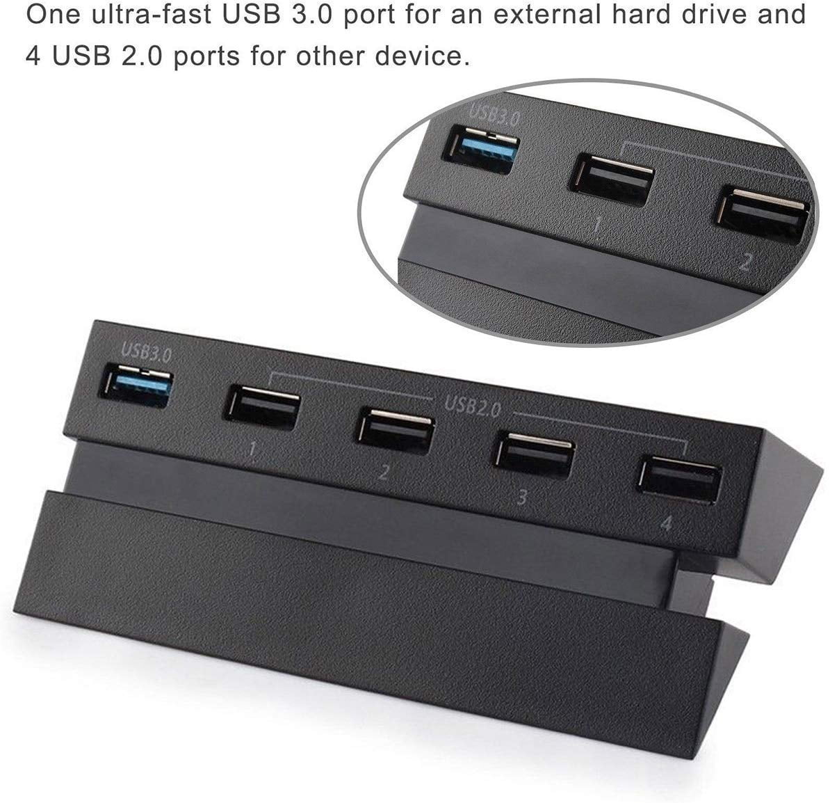 fosa High Speed 5-Port USB Hub 2.0 & 3.0 Expansion Hub Controller Adapter for PS4 Game Console 