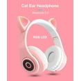 thumbnail image 3 of Lindos Auriculares inalámbricos con Orejas de Gato, Auriculares Bluetooth 5.0 sobre la Oreja con Control de Volumen Plegable con luz LED de 7 Colores para teléfonos Inteligentes, tabletas y, 3 of 4