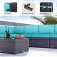 thumbnail image 2 of Gotland Outdoor Patio Furniture Set 9 Piece Sectional Rattan Sofa Set Rattan Wicker Patio Conversation Set with 8 Seat Cushions and 1 Tempered Glass Table,Blue, 2 of 5