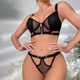 thumbnail image 2 of Levmjia Women Lace Lingerie Set Sheer Mesh Hollow Out Solid Color Two Piece Bra And Panty With Adjustable Shoulder Straps Night Date Daily Elegant, 2 of 5