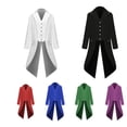 thumbnail image 3 of Abrigo de uniforme de esmoquin retro punk de moda largo de color sólido para hombre, 3 of 5