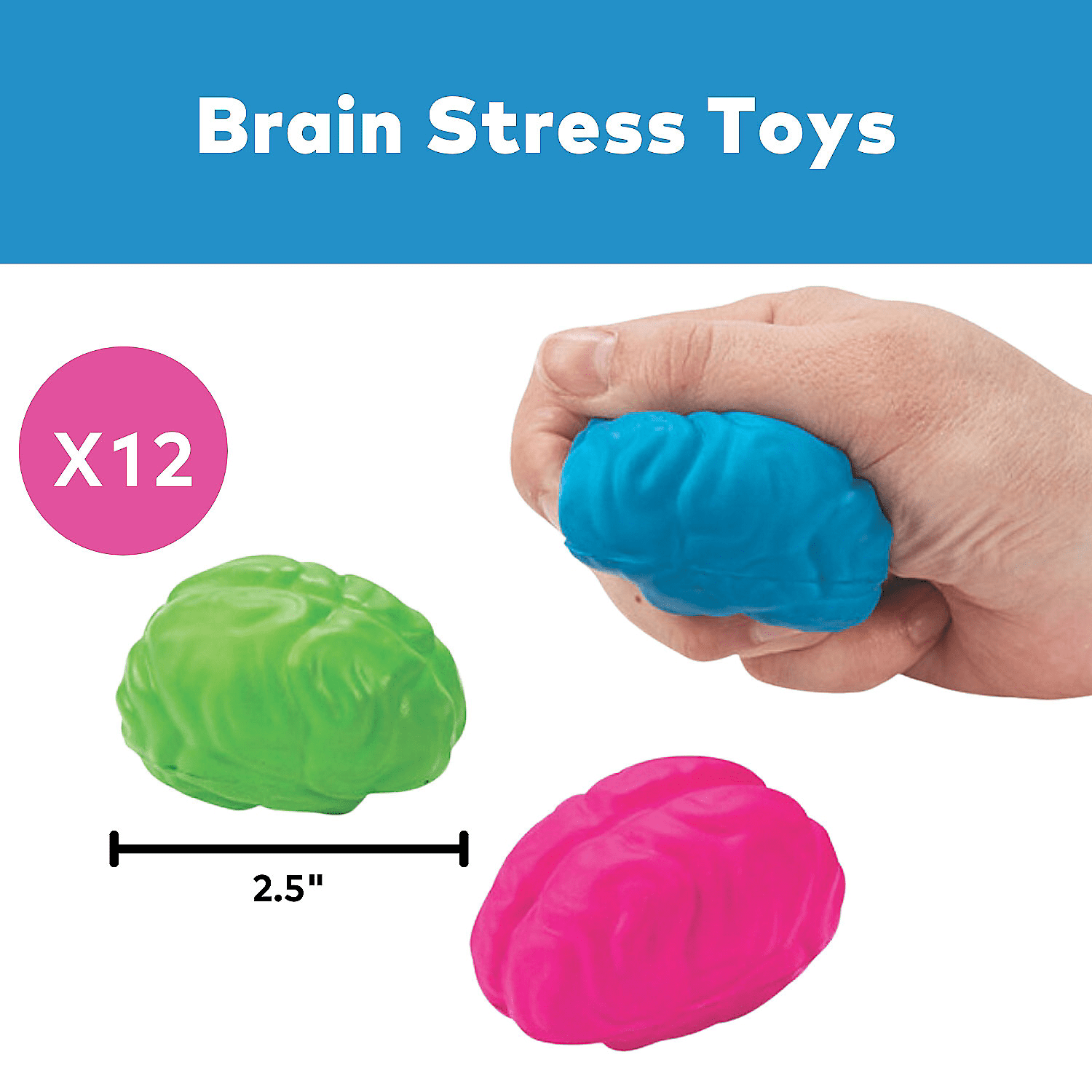 Brain Shaped Stress Ball - Party Favors - 12 Pieces