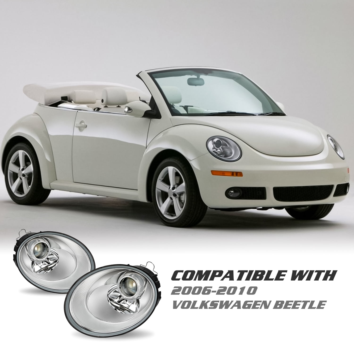 For 2006-2010 Volkswagen VW Beetle Halogen Projector Headlights Set Left & Right