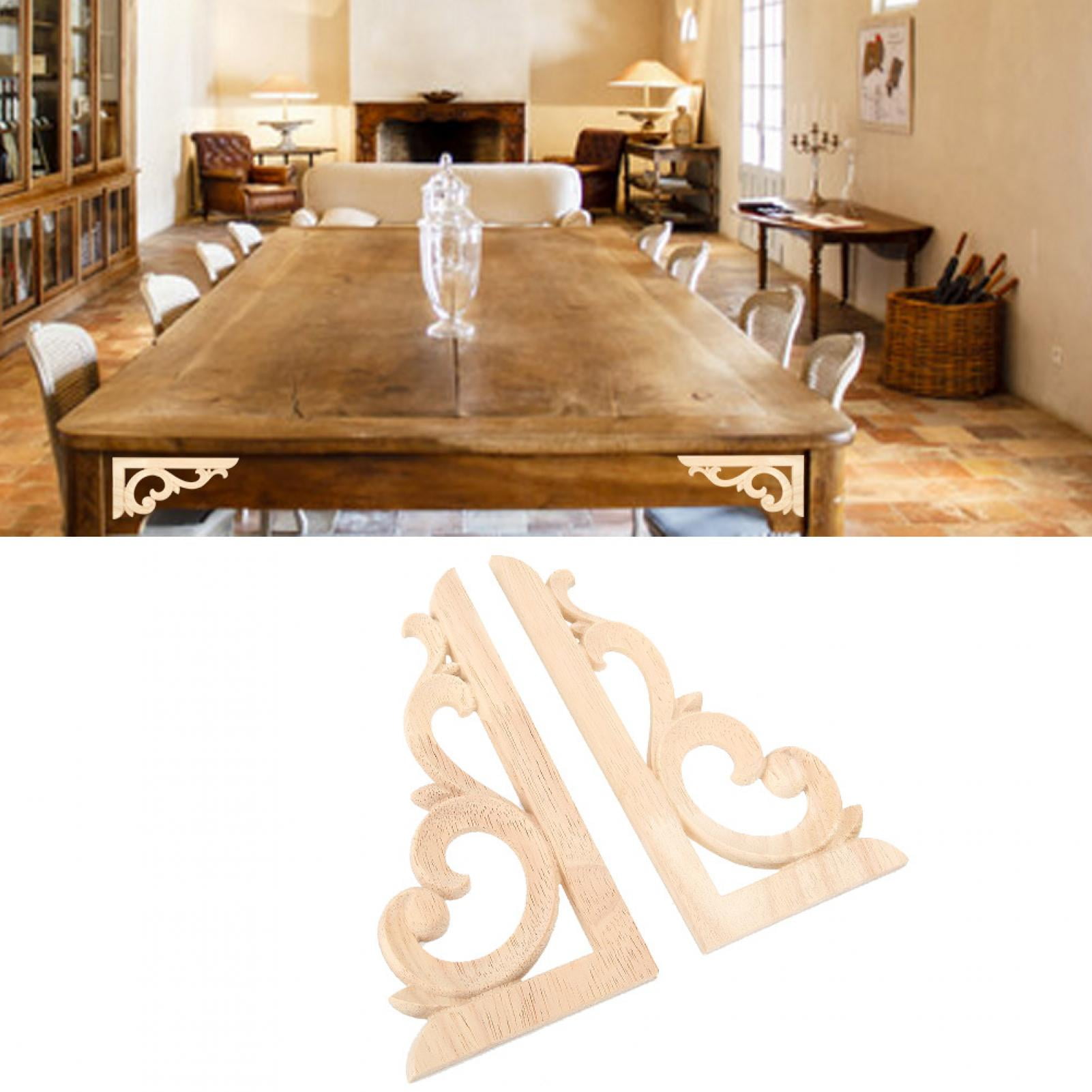 Décorations Bois Sculpté - Lot De 4 Appliques | Style Vintage Pour Meubles, Portes Et Armoires