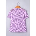thumbnail image 2 of Women's Purple Checkered Mock Neck Mesh T-Shirt – Casual Summer Style for Everyday Wear, XL, 2 of 10