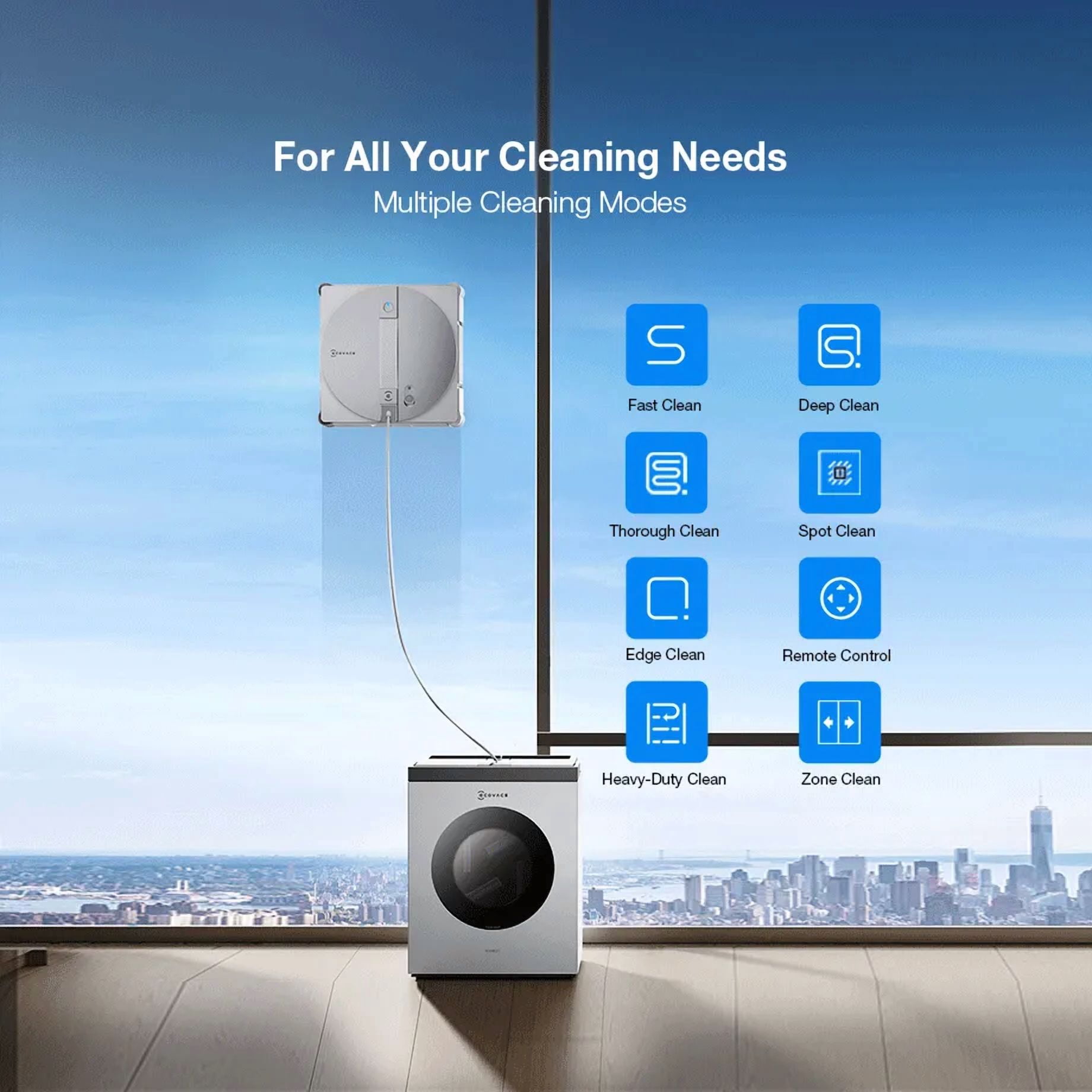 ECOVACS WINBOT W3 Omni Robot Window Cleaner with Auto-Clean Station, WIN-SLAM 5.0, Triple Spray & 12-Level Protection
