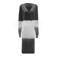thumbnail image 3 of HCYSFG Womens Color Block Cardigan Sweater Open Front 3/4 Sleeve Longline Design Loose Fit Lightweight Everyday Layering Tops, 3 of 4