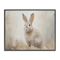 Stupell Industries Brushed Brown Bunny Animals Painting Black Framed Art Print Wall Art, 14 x 11