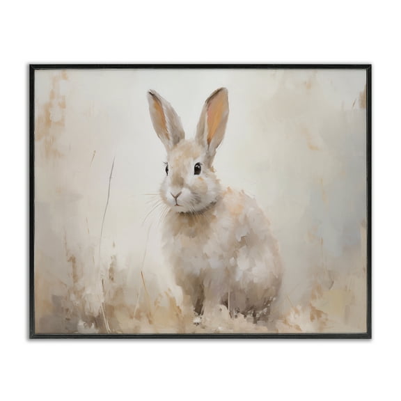 Stupell Industries Brushed Brown Bunny Animals Painting Black Framed Art Print Wall Art, 14 x 11