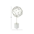 thumbnail image 5 of DecMode Modern 25 inch silver iron nucleus sphere sculpture with white marble base, 5 of 5