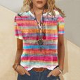 thumbnail image 3 of Cameland T-Shirt Décontracté d'Été pour Femmes à Manches Courtes Col Rond Boutonné Blouse Chandail Tops, 3 of 5