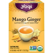 Yogi Tea Mango Ginger, Caffeine-Free Organic Herbal Tea, Wellness Tea Bags, 16 Count