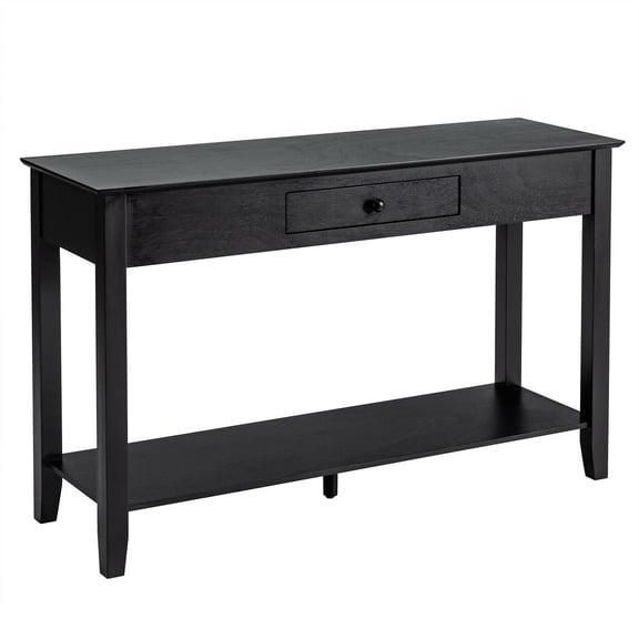 Gymax Console Table with Drawer Shelf 2 Tier Sofa Side Accent Table Black