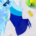 thumbnail image 6 of ibiyuan Toddler Girl Swim ,2 Piece Adjustable Straps Girl Bathing Suit Ruched Side Tankini with Shorts Tie-Straps Tropical Floral Swimwear with Cover Up Skirt,17-18 Years, 6 of 8