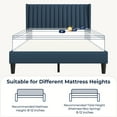 thumbnail image 2 of Topeakmart Full Size Upholstered Bed Frame with Wing-Side Headboard, Navy Blue, 2 of 7