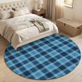 thumbnail image 4 of Round Area Rugs 4Ft, Teal Blue Checkered Non-Slip Washable Circle Rugs Carpet, Modern Farmhouse Blue Plaid Indoor Outdoor Rug Floor Mats Throw Runner for Bedroom Living Room Bathroom, 4 of 8