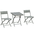 thumbnail image 1 of CoSoTower 3-Piece Outdoor Folding Rattan Bistro Set, Grey, 1 of 7