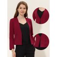 thumbnail image 2 of INSPIRE CHIC Women's Work Office Open Front Zipper Collarless Cropped Blazer Burgundy S, 2 of 5